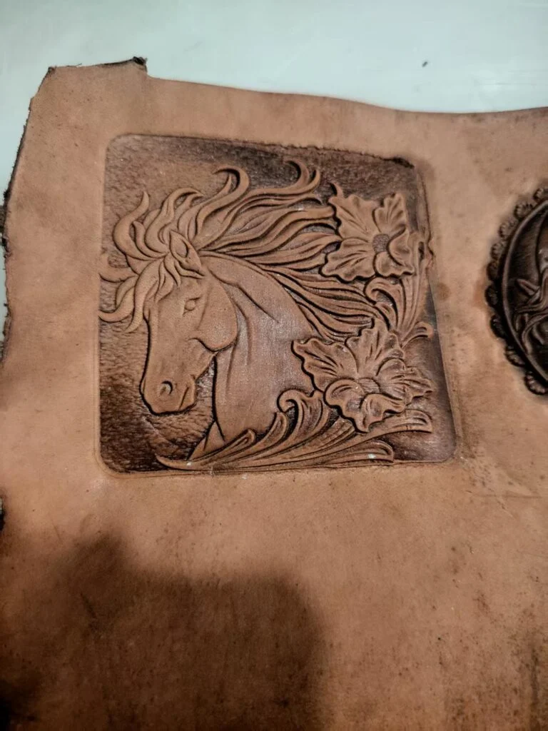 Floral Horse Portrait Leather Stamp Mold – 78 mm