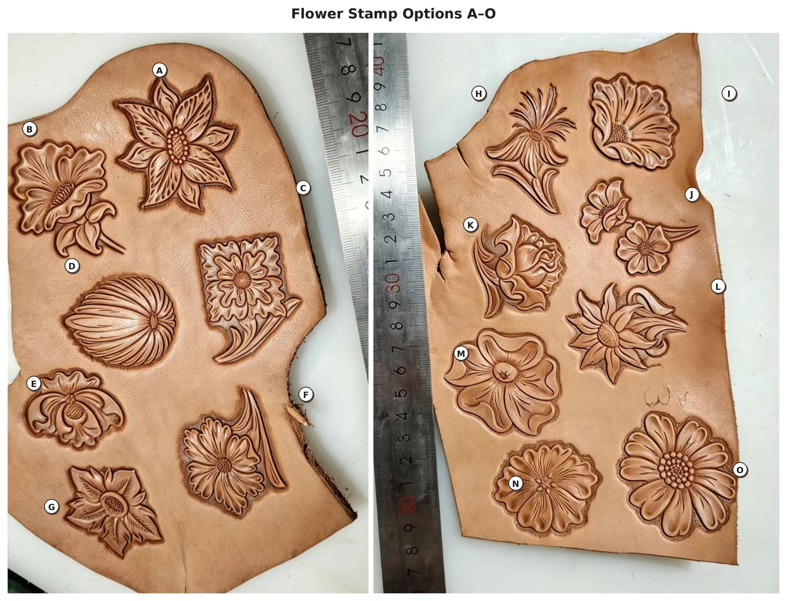 Flower Leather Stamp Mold Collection E – 15 Designs