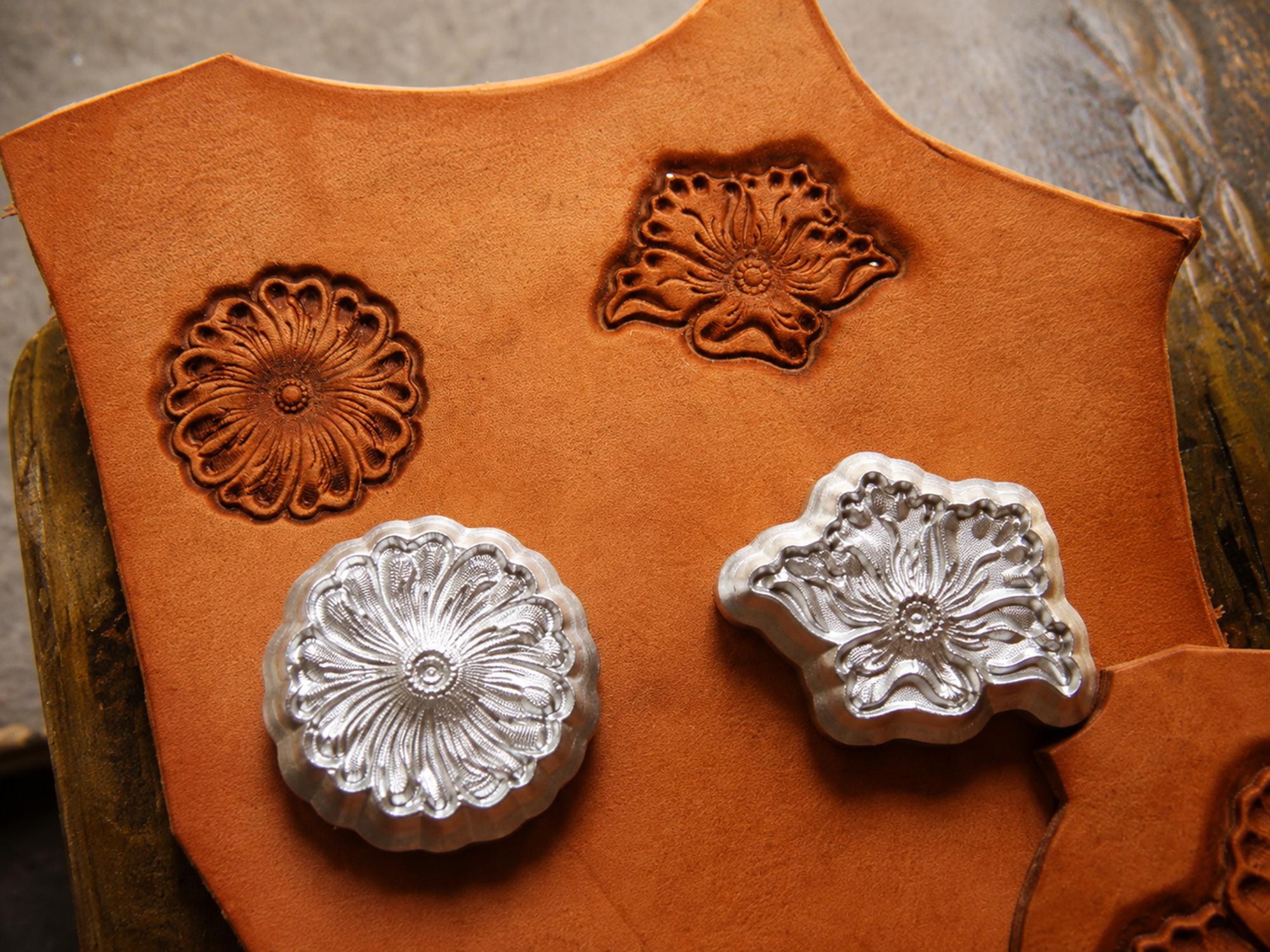 Small Floral Scroll Leather Stamp