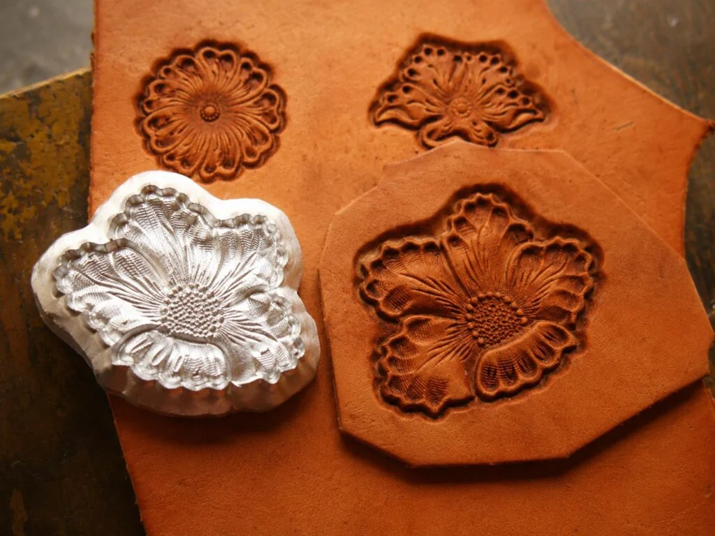 Small Floral Scroll Leather Stamp