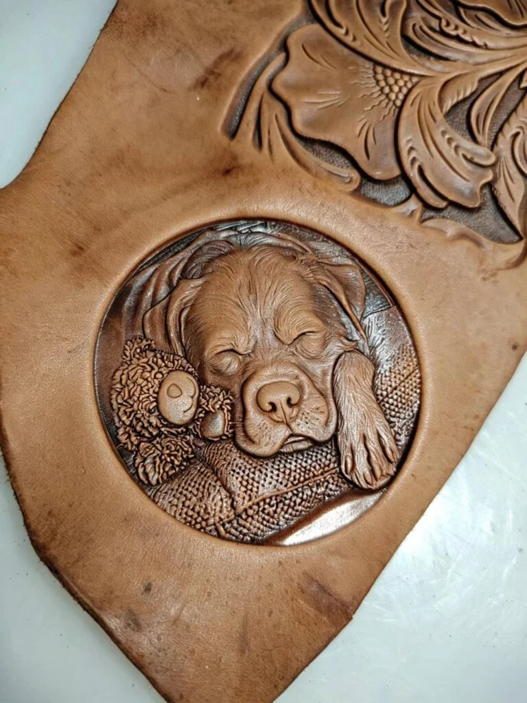 Sleeping Puppy Leather Stamp Mold – 78 mm