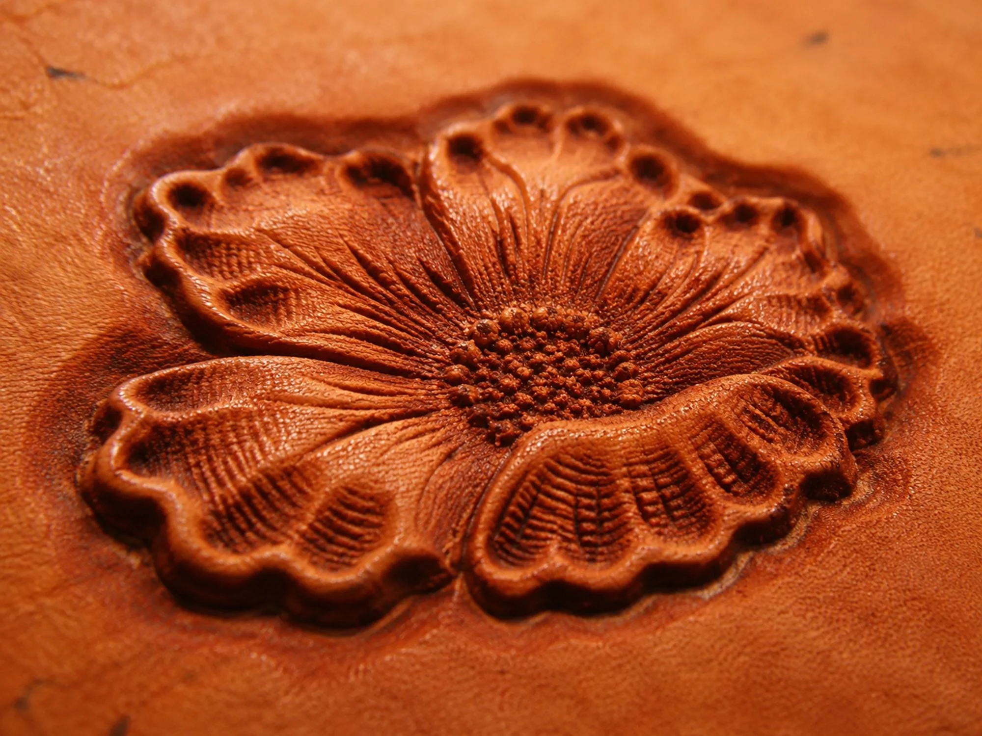 Small Floral Scroll Leather Stamp