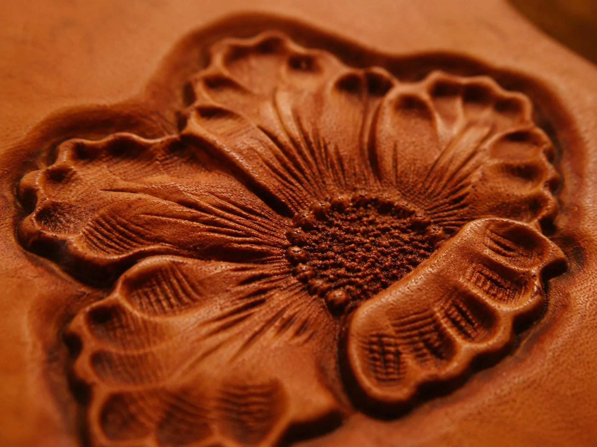 Small Floral Scroll Leather Stamp