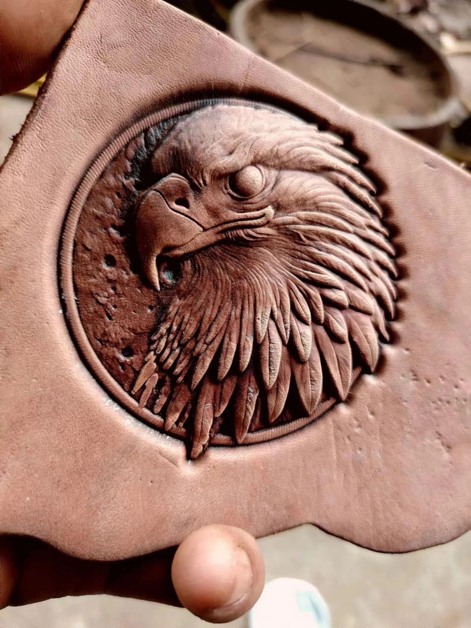 Round Eagle Head Leather Stamp Mold, 76 × 76 mm