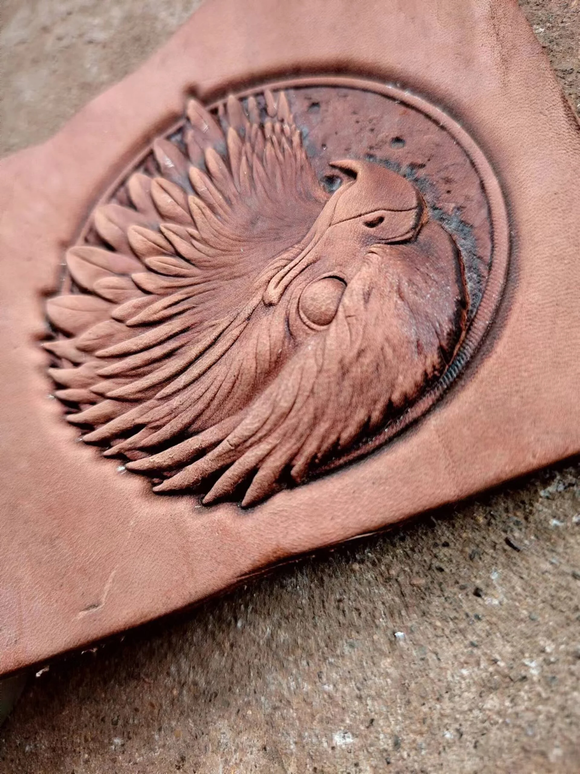 Round Eagle Head Leather Stamp Mold, 76 × 76 mm
