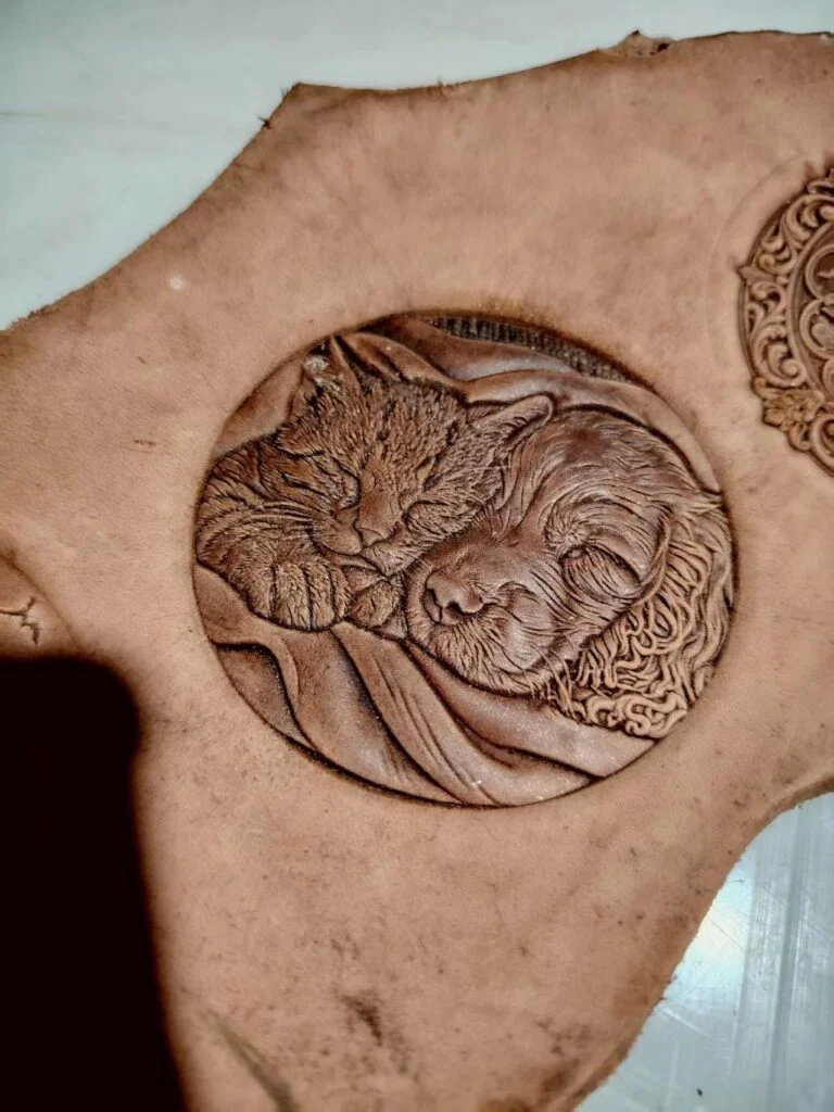 Sleeping Dog & Cat Leather Stamp Mold
