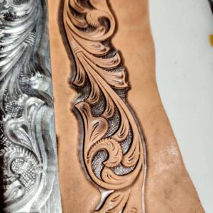 Western Scroll Repeating Belt Leather Stamp Mold, 165 × 38 mm