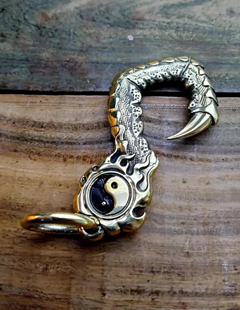 Brass Dragon Claw & Yin Yang Keychain Hook